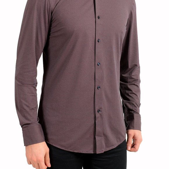 Hugo Boss Men's "Jason" Slim Fit Geometric Print Long Sleeve Dress Shirt - Picture 2 of 9